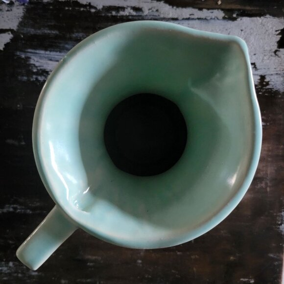Vintage Light Green USA Pottery Pitcher With Flared Rim Design Marked #548 - Picture 5 of 7